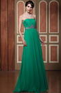 Flat Strapless A-line Fully Pleated Evening Dress Formal Gown
