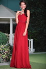 Graceful Red A-line Strapless Evening Gown Graduation Dress