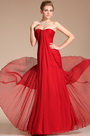 Graceful Red Strapless Evening Dress Prom Gown
