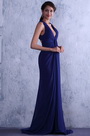 Blau Sexy Tief V-Ausschnitt Neckline Abendkleid