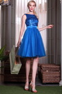 Синее без Рукава со Блестками Коктейльное Платье Homecoming Платье