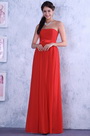 Красное A-силуэт Юбка без Рукава Плиссированное Вечернее Платье