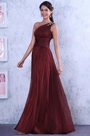 Neu Burgundy Asymmetric Ausschnitt Voller Falten Prom Kleid