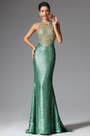 2014 Зелёное Вечернее Платье в Стиле Русалки Вырез через Шею