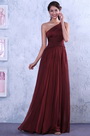 Neu Burgundy Asymmetric Ausschnitt Voller Falten Prom Kleid