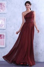 Neu Burgundy Asymmetric Ausschnitt Voller Falten Prom Kleid