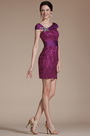 2014 Nouveauté Hot Violet Cap Manches Robe de Cocktail