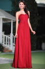 Graceful Red A-line Strapless Evening Gown Graduation Dress