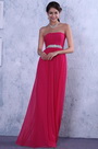 Strapless A-line Ruched Bodice Sparkling Chain Evening Dress Bridesmaid Dress