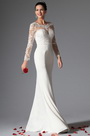 Scoop Sheer Top Lace Evening Wedding Gown