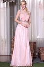Robe de soirée rose romantique avec perles décolleté coeur