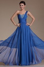 Blue One Shoulder Beadings Evening Gown