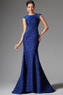 2014 Neu  Navy Blau Jewel Ausschnitt Abendkleid Ballkleid