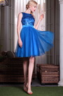 Синее без Рукава со Блестками Коктейльное Платье Homecoming Платье