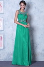 Elegant Grün Ärmellos Perlen Abschlussball Kleid Abendkleid