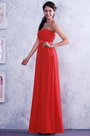 Красное A-силуэт Юбка без Рукава Плиссированное Вечернее Платье
