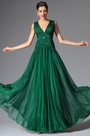 2014 Nouveauté Vert Foncé V-col Longue Robe de Soirée/Danse
