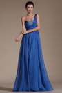 Blue One Shoulder Beadings Evening Gown