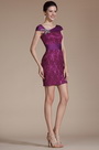 2014 Nouveauté Hot Violet Cap Manches Robe de Cocktail