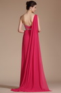 Hot Pink One Shoulder High Split Beaded Evening Dress