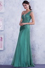 Hell Grün Ein Schulter Ganz Gefaltet Abendkleid Brautjungfer Kleid