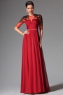2014 Neu Rot Ärmel Bodenlang Abendkleid