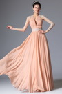 2014 Neu Pink Griechisch Ausschnitt Spitze Abendkleid