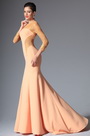 2014 Neu Orange Rund Ausschnitt Abendkleid