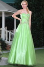 Graceful Green Strapless Floral Beadings Prom Dress Graduation Ball Gown
