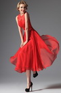 2014 Neu Rot Hohe Kragen Overlace Mittlerkalb Cocktail Kleid