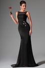 Black Sleeveless Overlace Long Formal Evening Dress