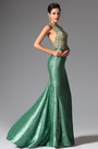 2014 Зелёное Вечернее Платье в Стиле Русалки Вырез через Шею