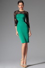 2014 Nouveauté  Elégant Verte Broderie Noire Manches Robe de Cocktail/ du Journé