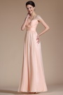2014 Robe de Soirée Longue Rose Manches Courtes