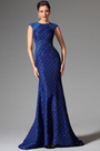 2014 Neu  Navy Blau Jewel Ausschnitt Abendkleid Ballkleid