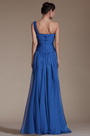 Blue One Shoulder Beadings Evening Gown