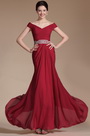 Red Off Shoulder Evening Gown