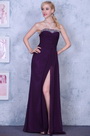 Edel Lila Trägerlose Hohen Spalt Abend Gown Formal Kleid