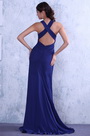 Blau Sexy Tief V-Ausschnitt Neckline Abendkleid