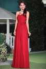 Graceful Red A-line Strapless Evening Gown Graduation Dress