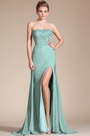 Light Green Strapless Beadings High Slit Prom Gown/Bridesmaid Dress