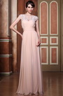 Top Floral Lace A-line New Pink Bateau Neckline Bridesmaid Dress