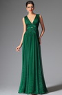 2014 Nouveauté Vert Foncé V-col Longue Robe de Soirée/Danse