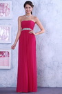 Strapless A-line Ruched Bodice Sparkling Chain Evening Dress Bridesmaid Dress
