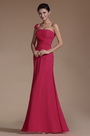 2014 Neu Hot Rosa Ein Schulter Abendkleid Brautjungerfer Kleid