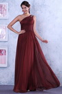 Neu Burgundy Asymmetric Ausschnitt Voller Falten Prom Kleid