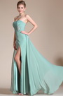 Light Green Strapless Beadings High Slit Prom Gown/Bridesmaid Dress