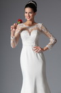 Scoop Sheer Top Lace Evening Wedding Gown