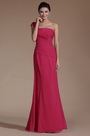 2014 Neu Hot Rosa Ein Schulter Abendkleid Brautjungerfer Kleid