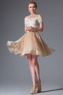 Champagne Off Shoulder Cocktail Dress Party Dress